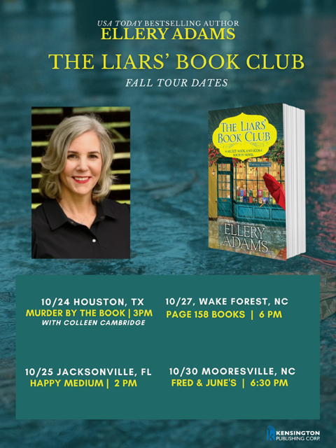 Ellery Adams The Liars' Book Club Tour Dates - October 2026