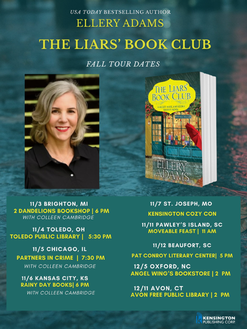 Ellery Adams The Liars' Book Club Tour Dates - November and December 2026